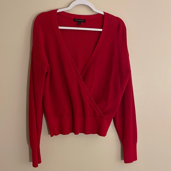 Banana Republic Sweaters - Large Banana Republic Red Wrap Sweater